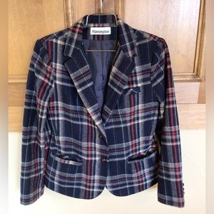 Wool English plaid blazer